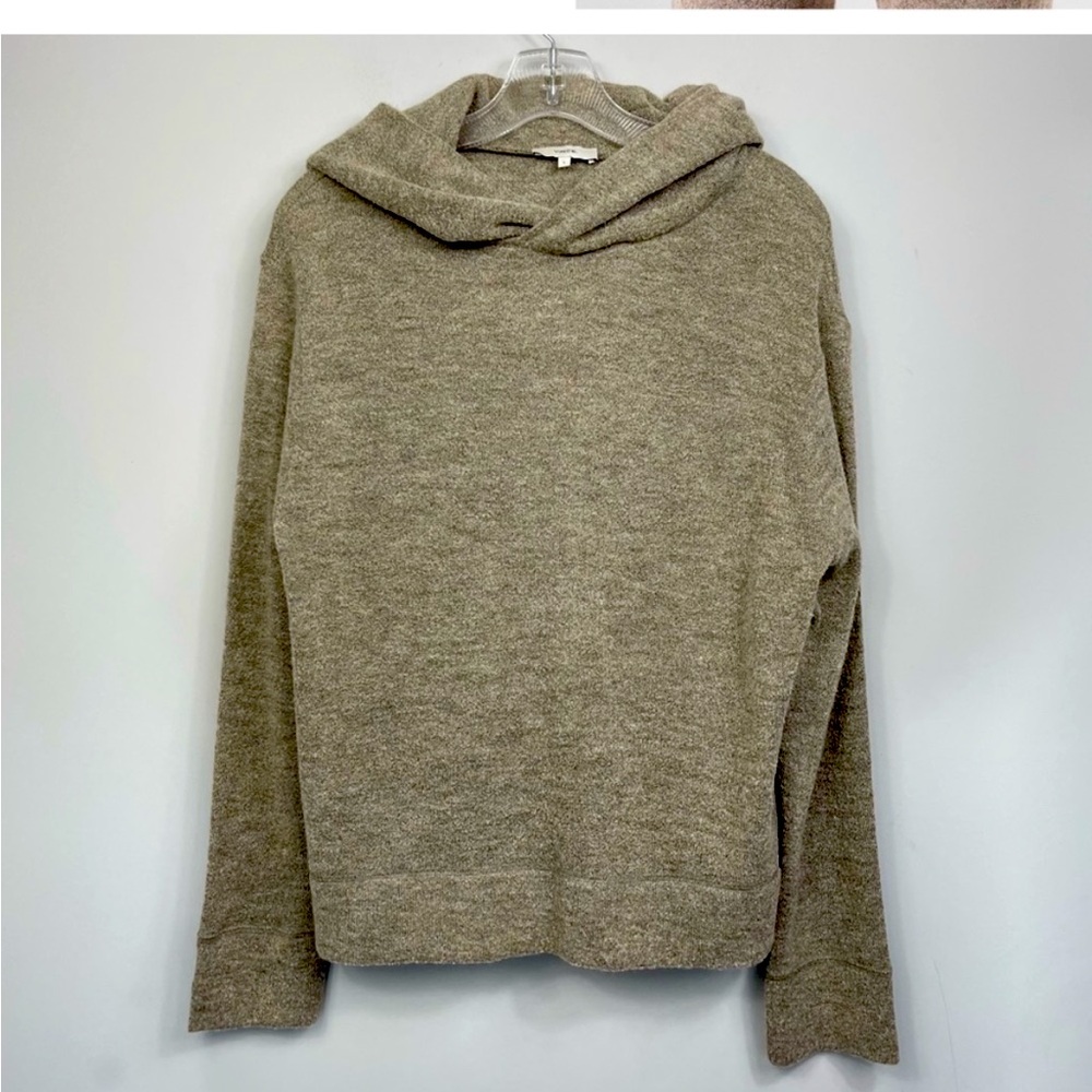 Vince Textured Hooded Sweater In Heather Moonstone L Cozy Minimalist V624383413